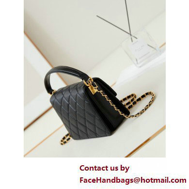 Chanel Grained Calfskin  &  Gold-Tone Metal Small Flap Bag with Top Handle Black 2025